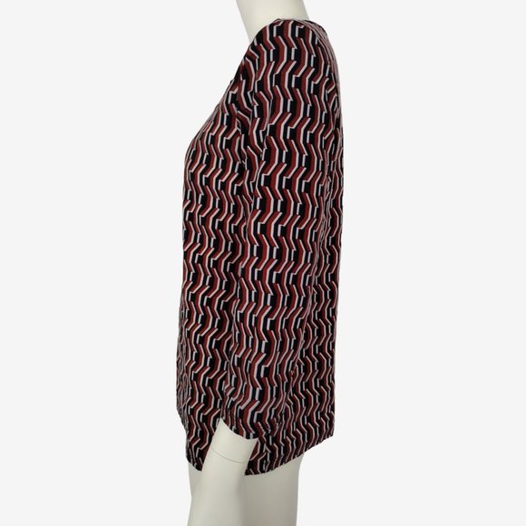 BY Design Geometric Multicolored Textured 3/4 Sleeve Stretch Blouse Size M - Picture 4 of 11